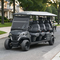 Black Grey 8 Seater Golf Cart With Dark Gray Seats - 206ah Extended Range Golf Cart LSV