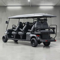 Black Grey 8 Seater Golf Cart With Dark Gray Seats - 206ah Extended Range Golf Cart LSV