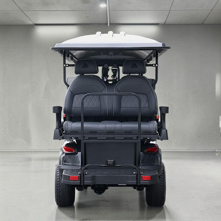 Black Grey 8 Seater Golf Cart With Dark Gray Seats - 206ah Extended Range Golf Cart LSV