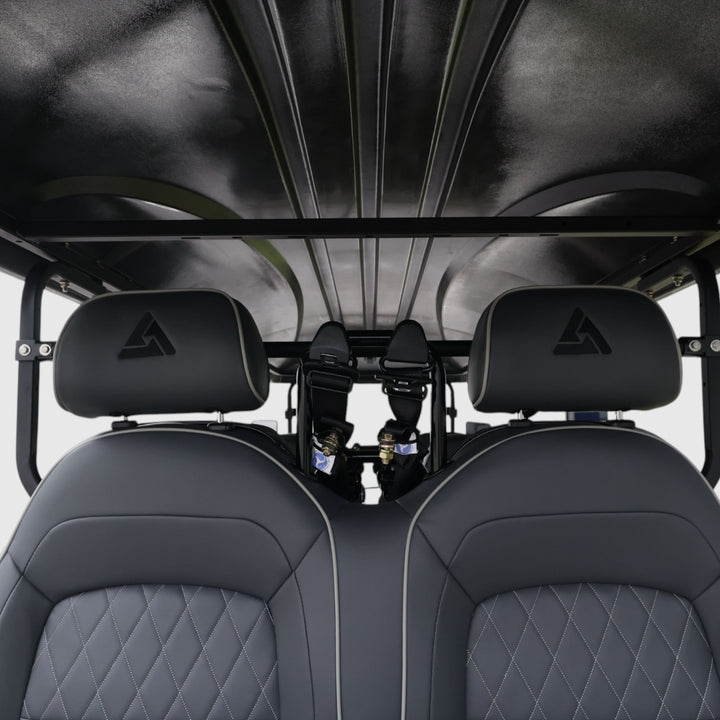 Black Grey 8 Seater Golf Cart With Dark Gray Seats - 206ah Extended Range Golf Cart LSV