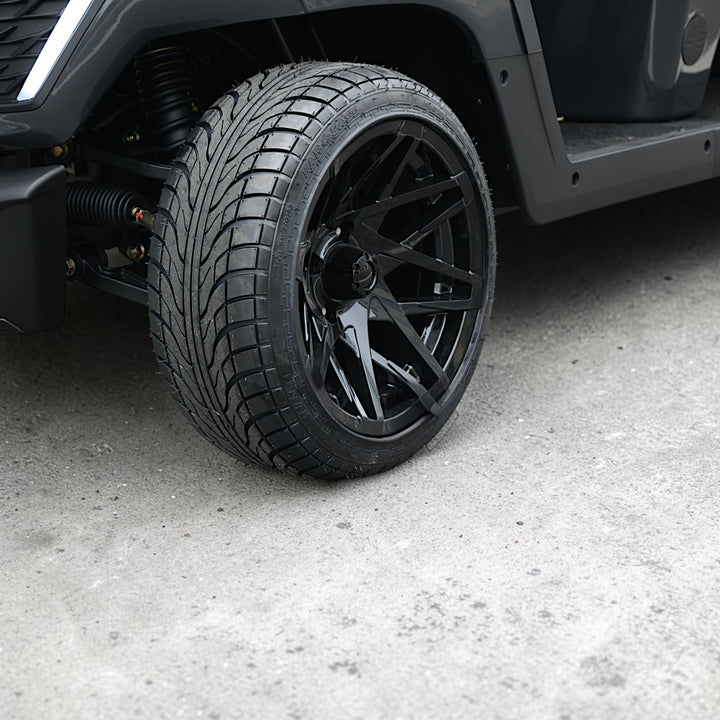 Black Grey 8 Seater Golf Cart With Dark Gray Seats - 206ah Extended Range Golf Cart LSV