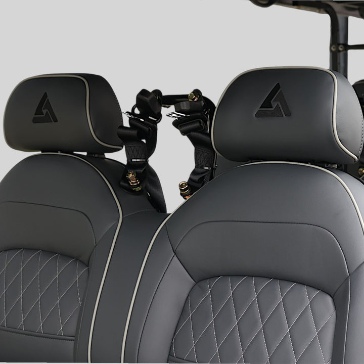 Black Grey 8 Seater Golf Cart With Dark Gray Seats - 206ah Extended Range Golf Cart LSV