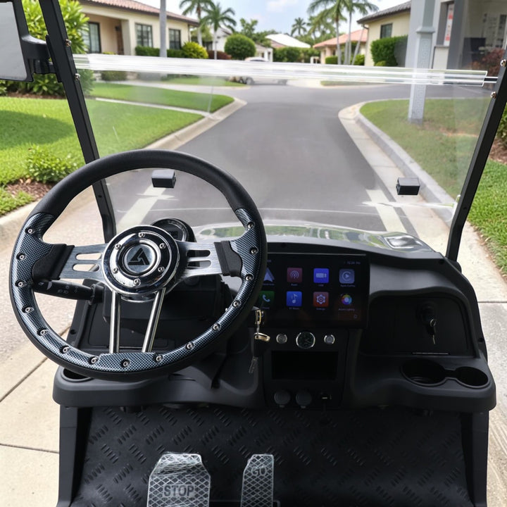 Black Grey 8 Seater Golf Cart With Dark Gray Seats - 206ah Extended Range Golf Cart LSV