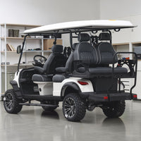 White 6 Seater Golf Cart With Dark Grey Seats - 206ah Extended Range Golf Cart LSV Lifted
