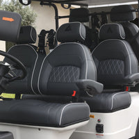 White 6 Seater Golf Cart With Dark Grey Seats - 206ah Extended Range Golf Cart LSV Lifted