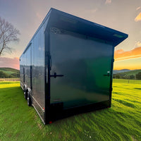 24ft Enclosed Trailer in Charcoal Gray, Blackout Pkg 8.5 x 24 Race Trailer with Spoiler and Gullwing