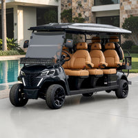 Jet Black 8 Seater With Saddle Seats - 206ah Extended Range Golf Cart LSV