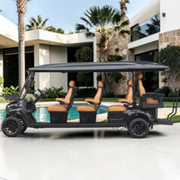 Jet Black 8 Seater With Saddle Seats - 206ah Extended Range Golf Cart LSV
