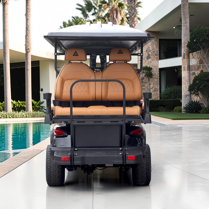 Jet Black 8 Seater With Saddle Seats - 206ah Extended Range Golf Cart LSV