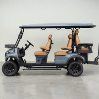Blue Grey 6 Seater Golf Cart With Saddle Seats - 206ah Extended Range Golf Cart LSV Lifted