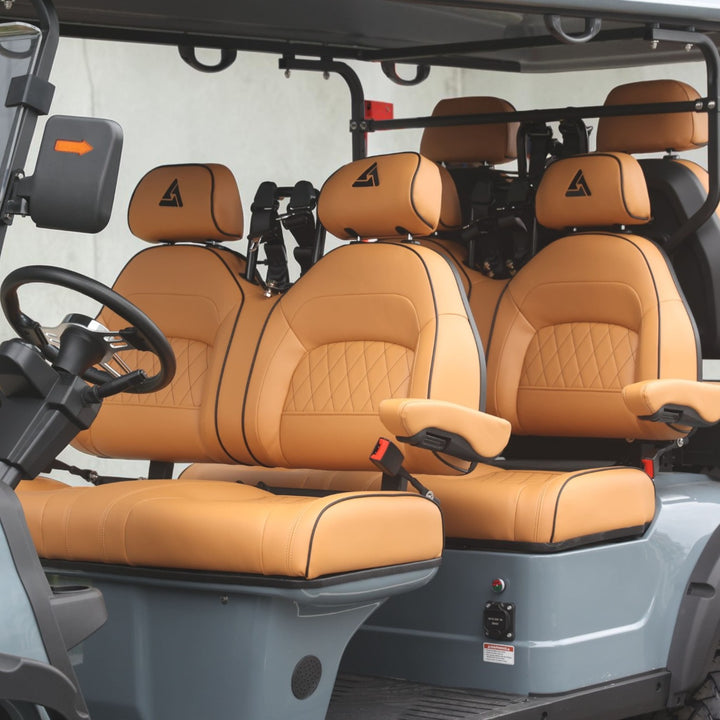 Blue Grey 6 Seater Golf Cart With Saddle Seats - 206ah Extended Range Golf Cart LSV Lifted