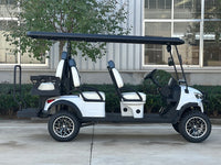 White 6 Seater Golf Cart w/ Medium Gray seats - 72v Lithium