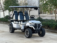 White 6 Seater Golf Cart w/ Medium Gray seats - 72v Lithium