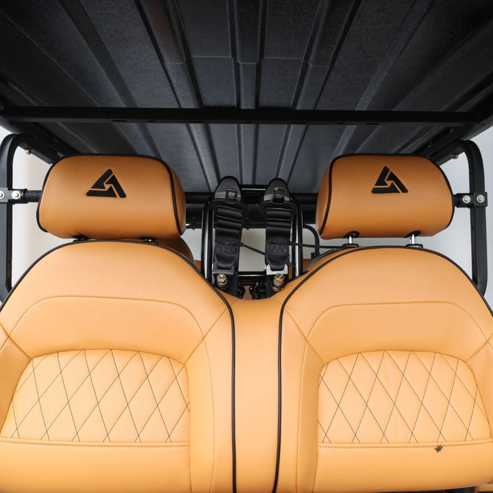 Jet Black 6 Seater Golf Cart With Saddle Seats - 206ah Extended Range Golf Cart LSV