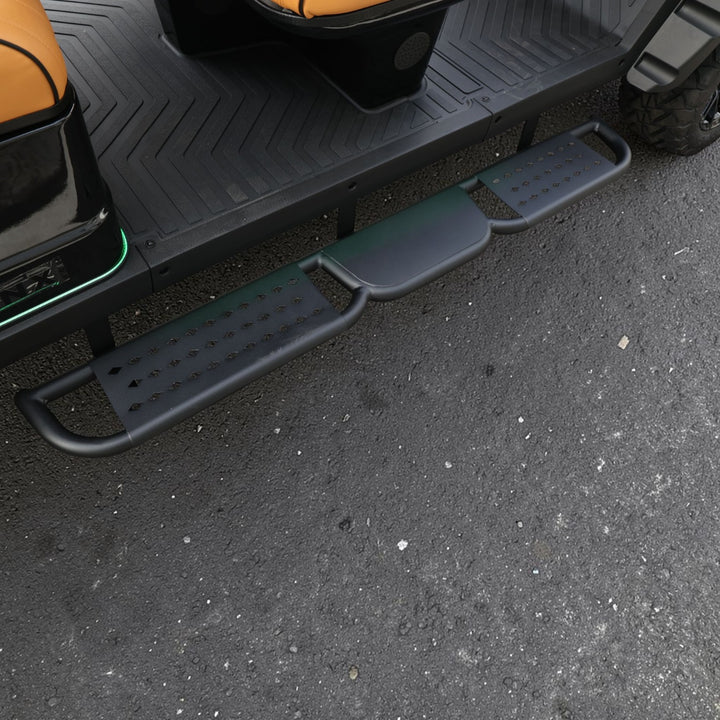 Jet Black 6 Seater Golf Cart With Saddle Seats - 206ah Extended Range Golf Cart LSV