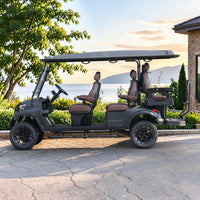 Black Grey 6 Seater Golf Cart With Dark Brown Seats - 206ah Extended Range Golf Cart LSV