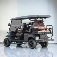 Black Grey 6 Seater Golf Cart With Dark Brown Seats - 206ah Extended Range Golf Cart LSV