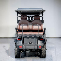 Black Grey 6 Seater Golf Cart With Dark Brown Seats - 206ah Extended Range Golf Cart LSV