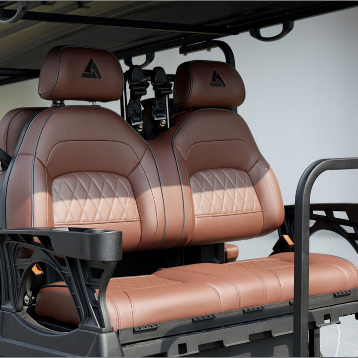 Black Grey 6 Seater Golf Cart With Dark Brown Seats - 206ah Extended Range Golf Cart LSV