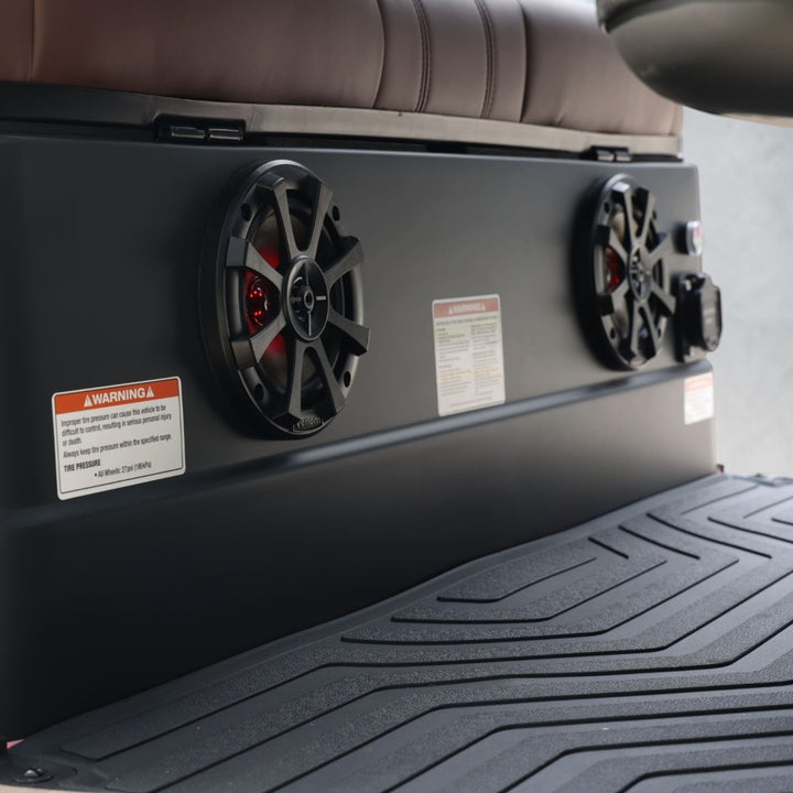 Black Grey 6 Seater Golf Cart With Dark Brown Seats - 206ah Extended Range Golf Cart LSV