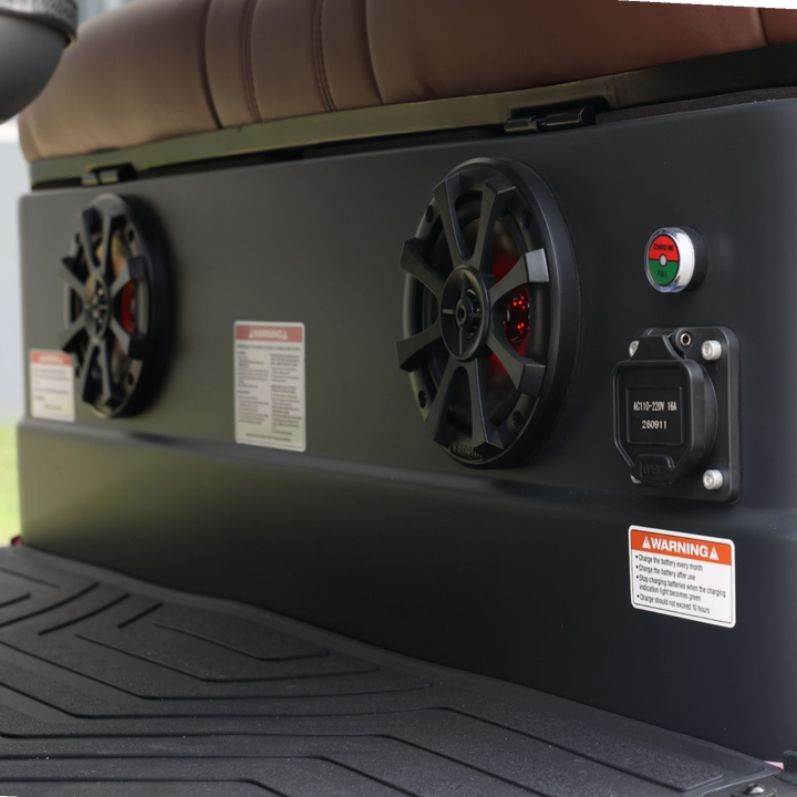 Black Grey 6 Seater Golf Cart With Dark Brown Seats - 206ah Extended Range Golf Cart LSV