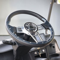 Black Grey 6 Seater Golf Cart With Dark Brown Seats - 206ah Extended Range Golf Cart LSV