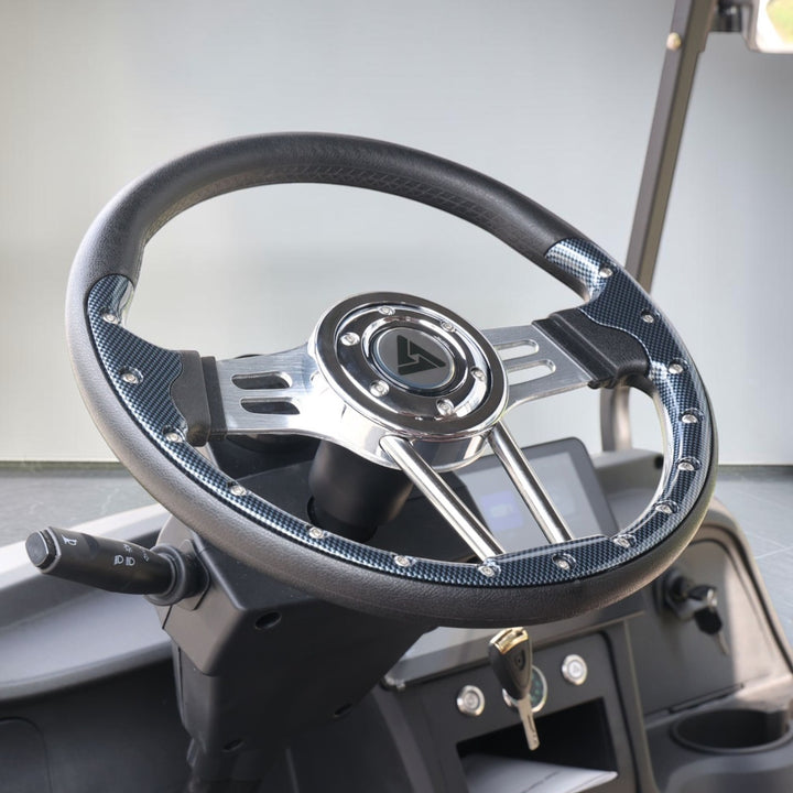 Black Grey 6 Seater Golf Cart With Dark Brown Seats - 206ah Extended Range Golf Cart LSV