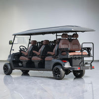 Black Grey 8 Seater Golf Cart With Dark Brown Seats - 206ah Extended Range Golf Cart LSV