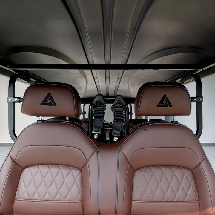 Black Grey 8 Seater Golf Cart With Dark Brown Seats - 206ah Extended Range Golf Cart LSV