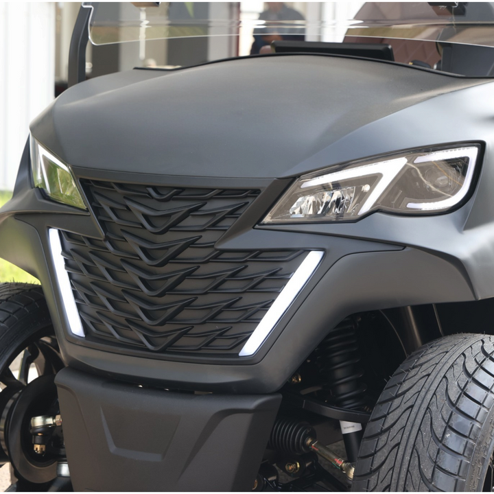 Black Grey 8 Seater Golf Cart With Dark Brown Seats - 206ah Extended Range Golf Cart LSV