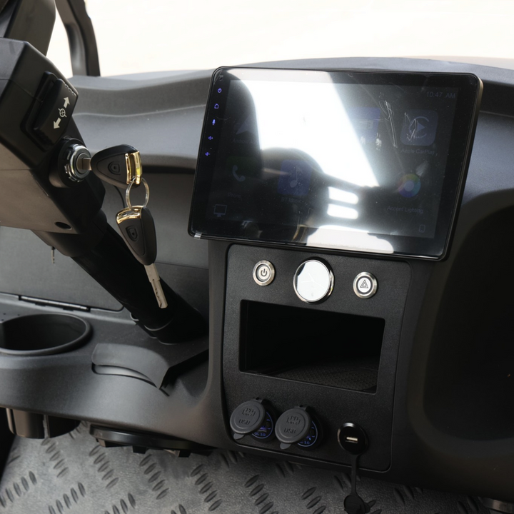 Black Grey 8 Seater Golf Cart With Dark Brown Seats - 206ah Extended Range Golf Cart LSV