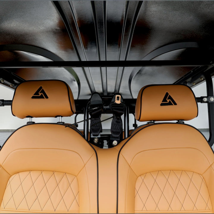 Jet Black 8 Seater Golf Cart With Saddle Seats - 206ah Extended Range Golf Cart LSV