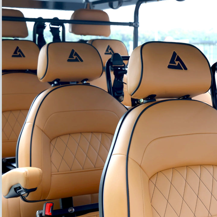 Jet Black 8 Seater Golf Cart With Saddle Seats - 206ah Extended Range Golf Cart LSV