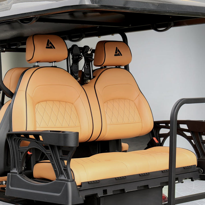 Jet Black 8 Seater Golf Cart With Saddle Seats - 206ah Extended Range Golf Cart LSV