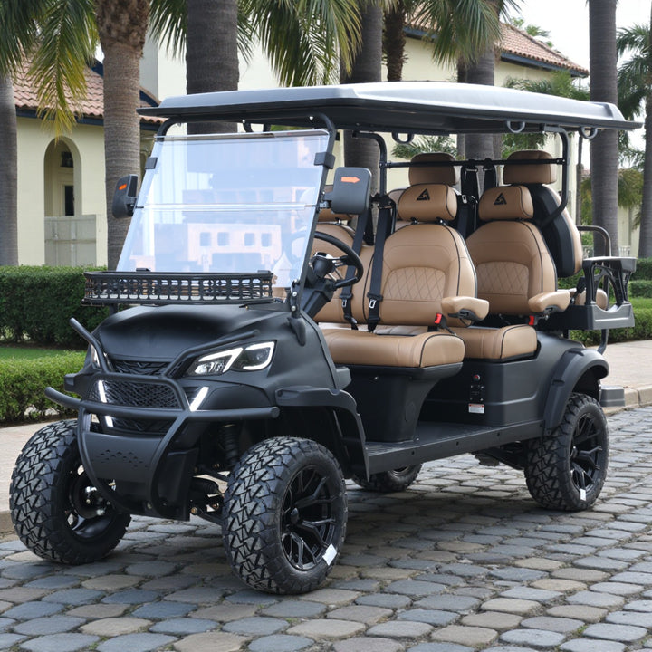 Matte Black 6 Seater With Copper Seats - 206ah Extended Range Golf Cart