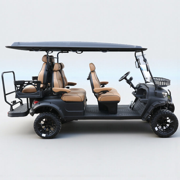 Matte Black 6 Seater With Copper Seats - 206ah Extended Range Golf Cart