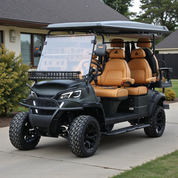 Matte Black 6 Seater With Saddle Seats - 206ah Extended Range Golf Cart