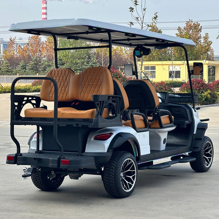 White 6 Seater Golf Cart with Adjustable Armrests - 72v Lithium