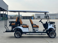 White 6 Seater Golf Cart with Adjustable Armrests - 72v Lithium