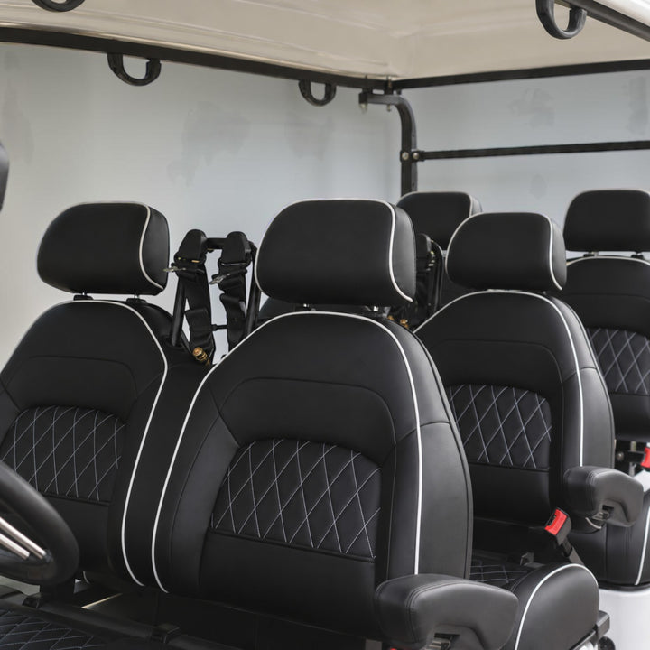 Signal White 6 Forward Golf Cart With Black Seats - 48V Non-Lifted Golf Cart LSV