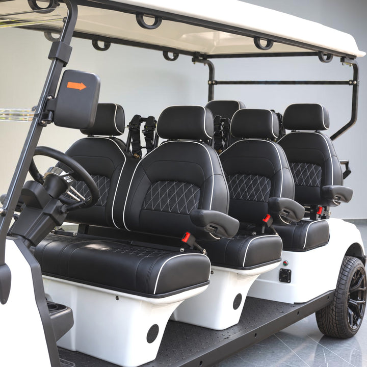 Signal White 6 Forward Golf Cart With Black Seats - 48V Non-Lifted Golf Cart LSV
