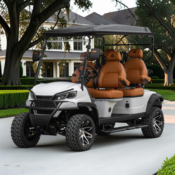 Signal White 4 Forward Golf Cart With Savannah Seats - 206ah Extended Range Golf Cart LSV