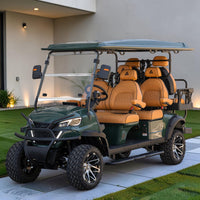 Black Green 6 Seater Golf Cart With Saddle Seats - 206ah Extended Range Golf Cart LSV