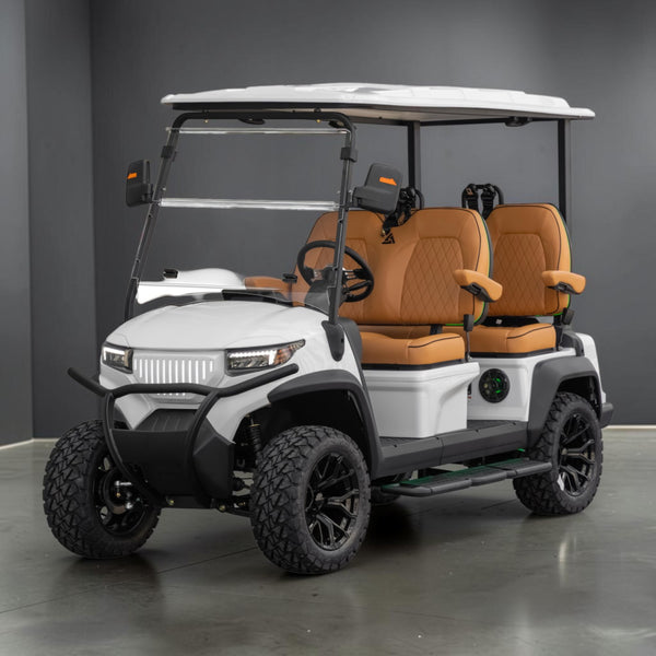 Signal White 4 Forward Golf Cart With Saddle Seats - 150ah EcoBattery LSV