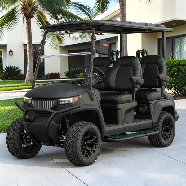 Jet Black 4 Forward Golf Cart With Black Seats - 150ah EcoBattery LSV
