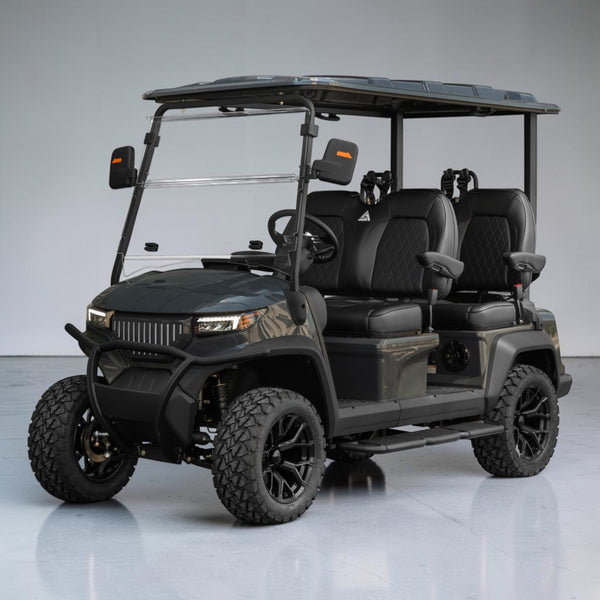Black Grey 4 Forward Golf Cart With Black Seats - 150ah EcoBattery LSV