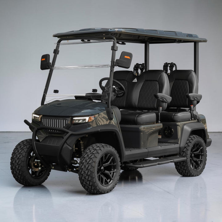 Black Grey 4 Forward Golf Cart With Black Seats - 150ah EcoBattery LSV
