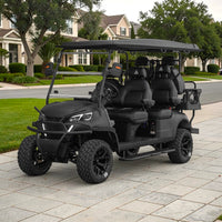 Jet Black 6 Seater Golf Cart With Black Seats - 206ah Extended Range Golf Cart LSV