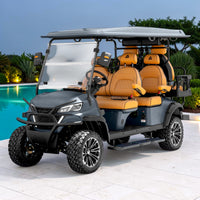 Black Grey 6 Seater Golf Cart With Saddle Seats - 206ah Extended Range Golf Cart LSV