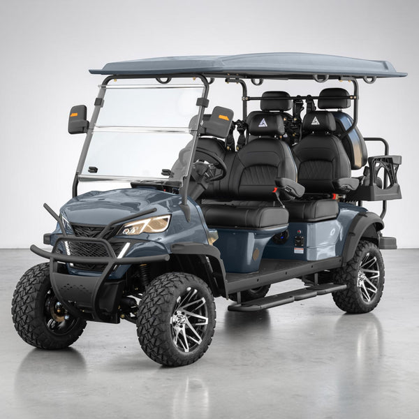 Black Grey 6 Seater Golf Cart With Black Seats - 206ah Extended Range Golf Cart LSV